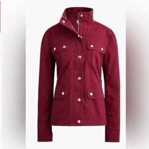 J. Crew Resin-Coated Twill Field Jacket Vintage Burgundy Red Utility - Large